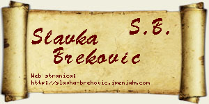 Slavka Breković vizit kartica